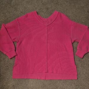 Aerie V-Neck Sweater in Vibrant Pink